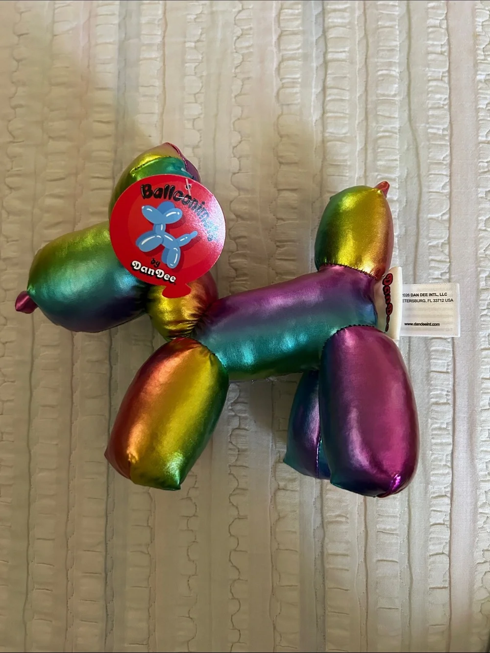 Rainbow Metallic Balloon Dog Plush - Iridescent Multi
